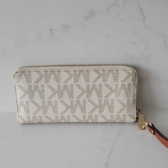 Michael Kors Cream and Brown Logo Wristlet - Picture 3 of 11